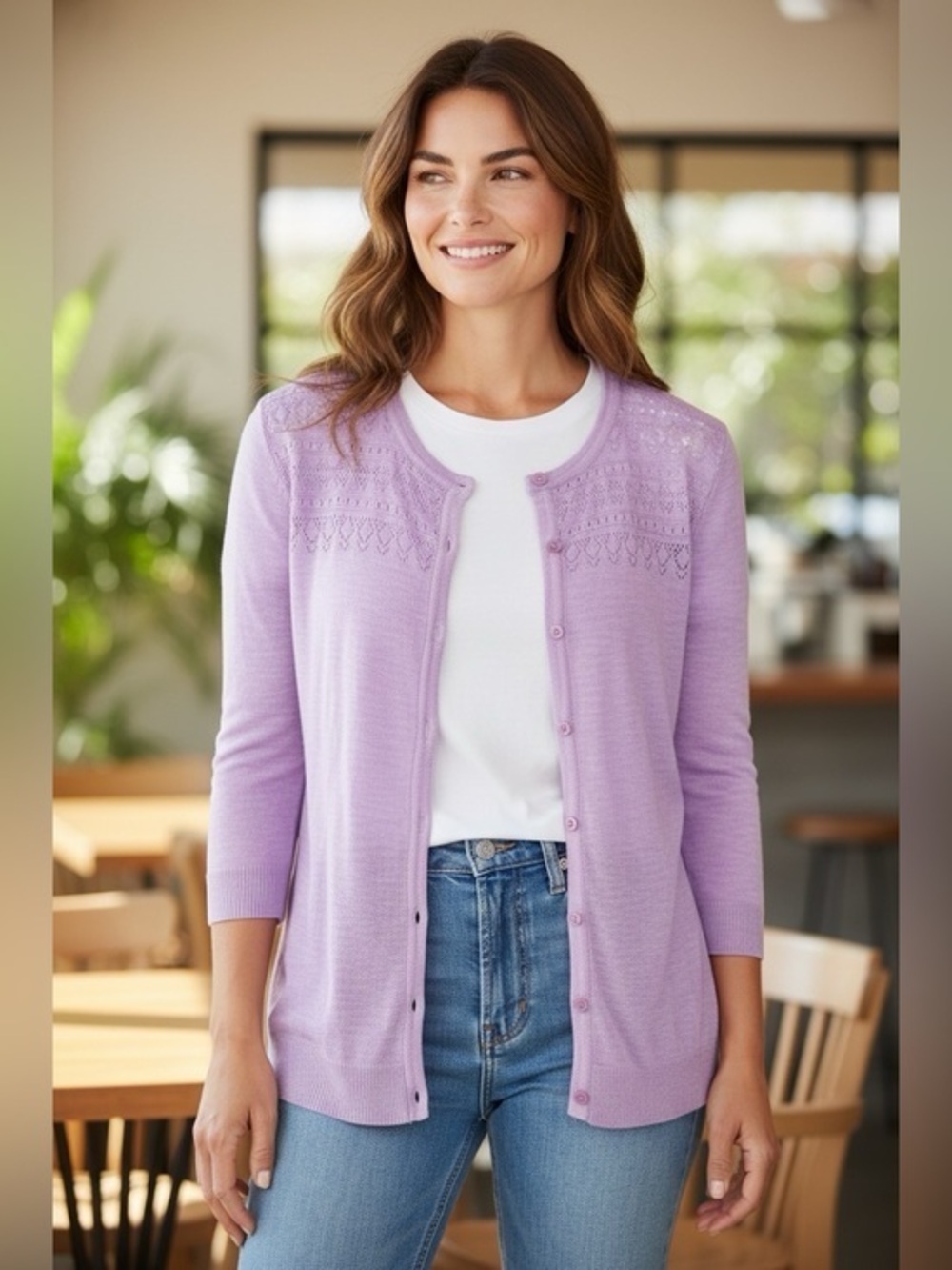 🫶🏻 Christopher & Banks Lilac Knit Button-Up Cardigan Sweater